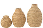 J-Line vaas Gevlochten - zeegras - naturel - large - 60 cm hoog