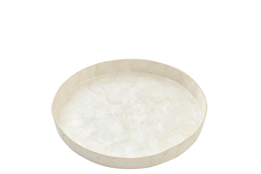 J-Line decoratie plateau Schelp - polyresin - wit - S