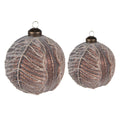 Kerstbal Set van 2 Ø 10 / Ø 8 cm Bruin Glas Kerstboomversiering