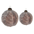 Kerstbal Set van 2 Ø 10 / Ø 8 cm Bruin Glas Kerstboomversiering