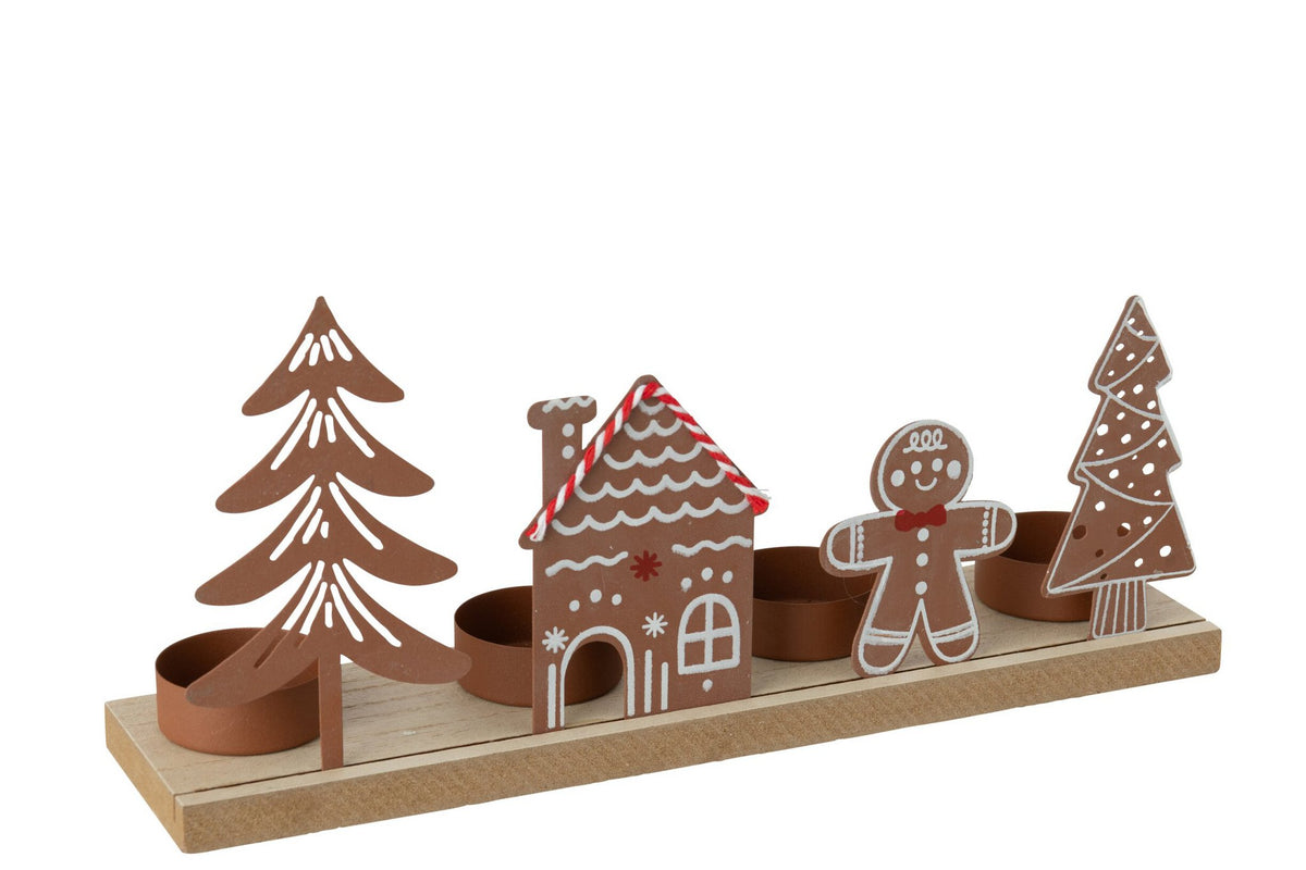 J-Line Peperkoekwindlicht - metaal - camel