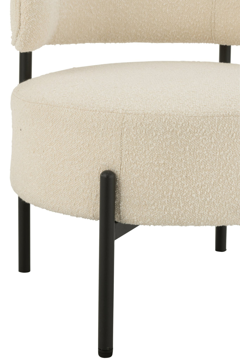 J-Line loungestoel Bouclé - multiplex/polyester - wit/zwart