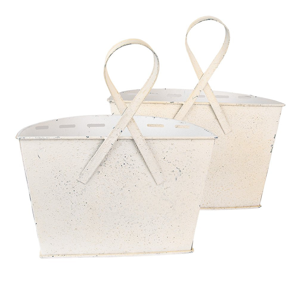 Planthouder beige ijzer hangpot