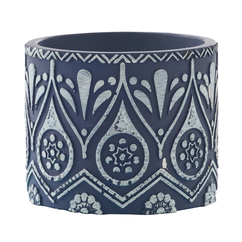 J-Line kaars - Citronella - keramiek - blauw/wit - small