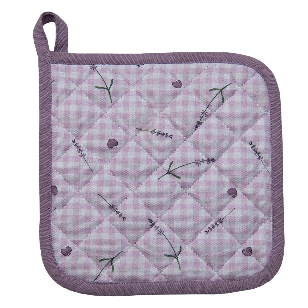 Pannenlap 20x20 cm paars met Katoen lavendel afgiet pannenlap