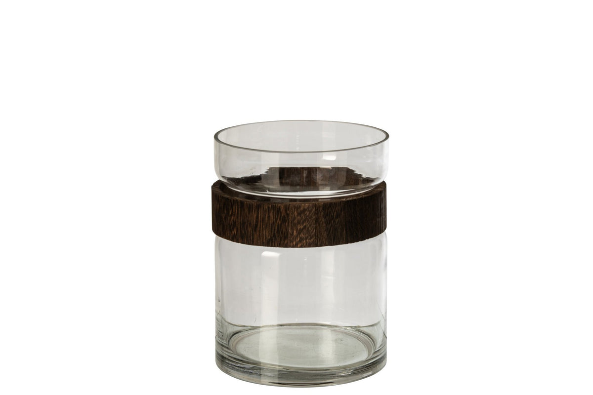 J-Line Cilindervaas - glas - donkerbruin/transparant - small