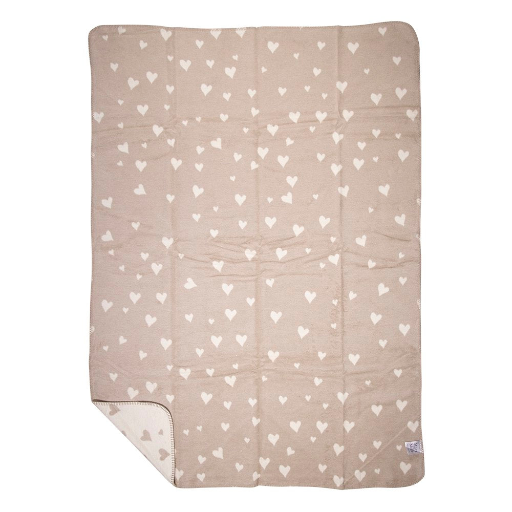 Plaid hartjes all over beige 130x180cm