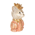 Decoratie Beeld Kat 12x9x18 cm Wit Roze Kunststof