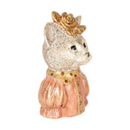 Decoratie Beeld Kat 12x9x18 cm Wit Roze Kunststof