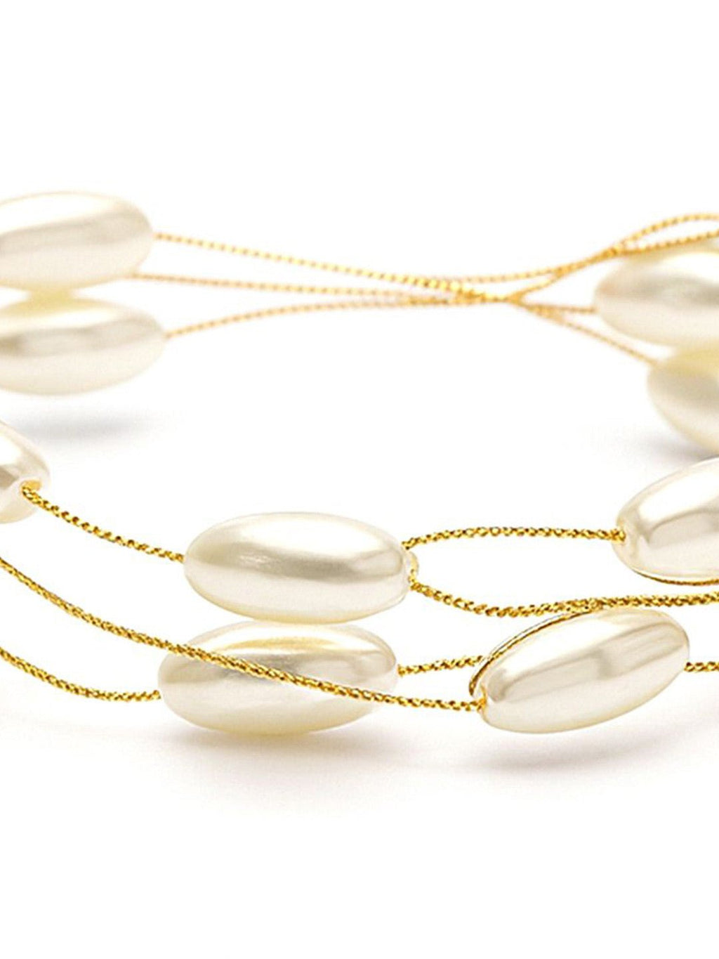 Vergulde meerstrengige kralenarmband – mode-sieraden – legering en parel – 18 cm lengte