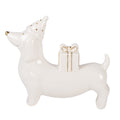 Kerstdecoratie Beeld Hond 15x4x13 cm Wit Porselein