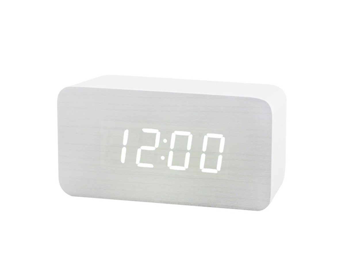 Houten Wekker Middel Wit
