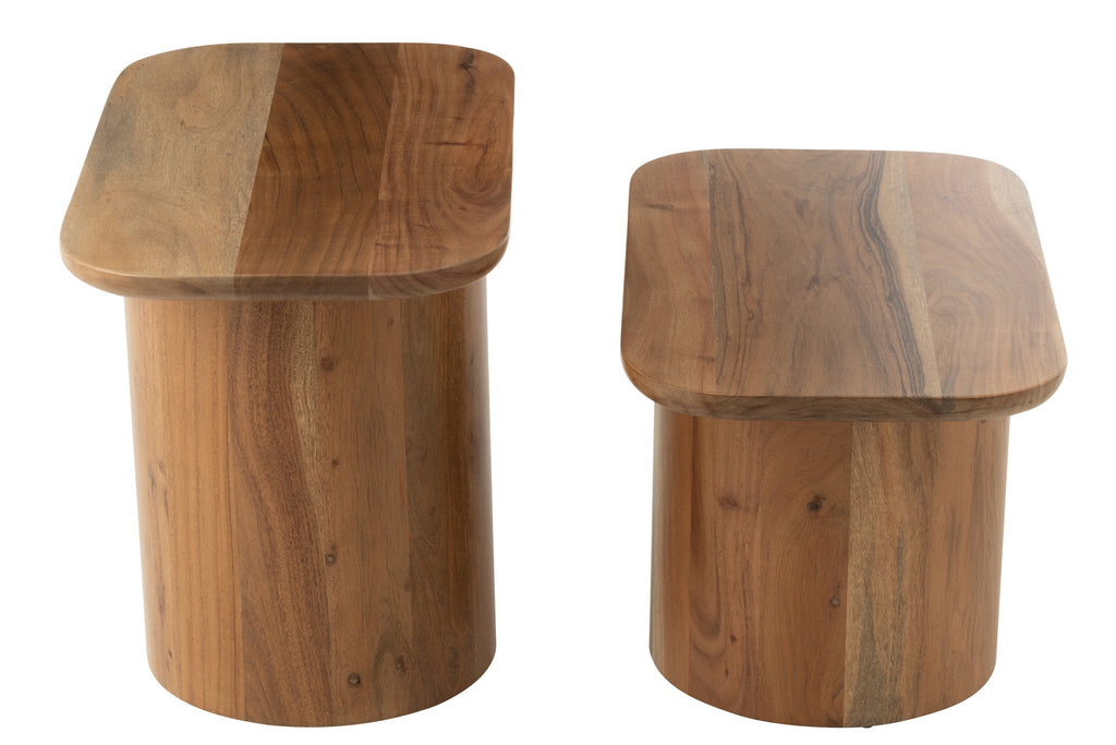 J-Line bijzettafel Acacia - hout - naturel - set van 2