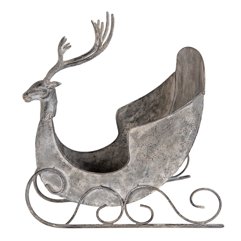 Decoratie Beeld Slee 44x34x47 cm Grijs Metaal Hert