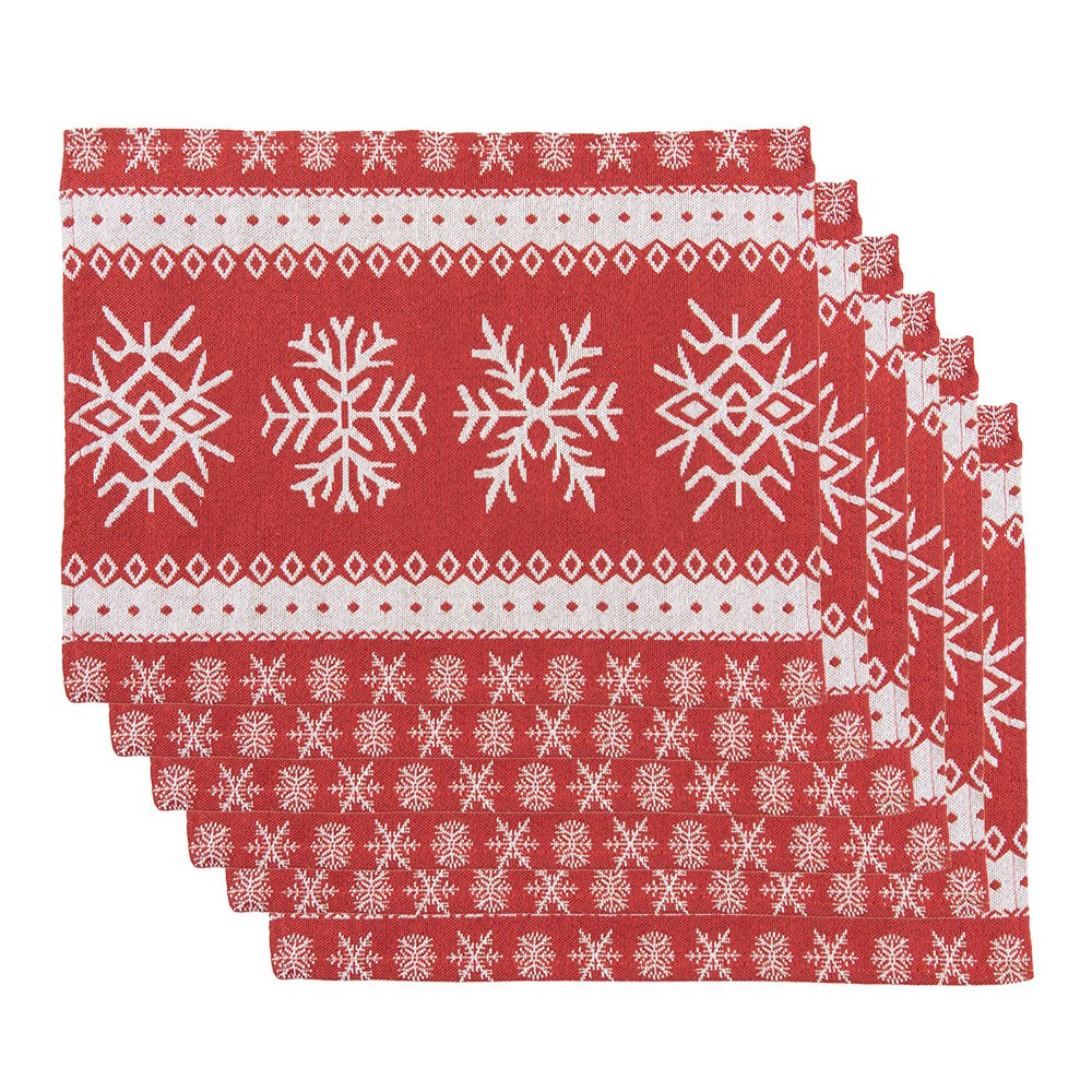 Placemats Set van 6 33x45 cm Rood Polyester