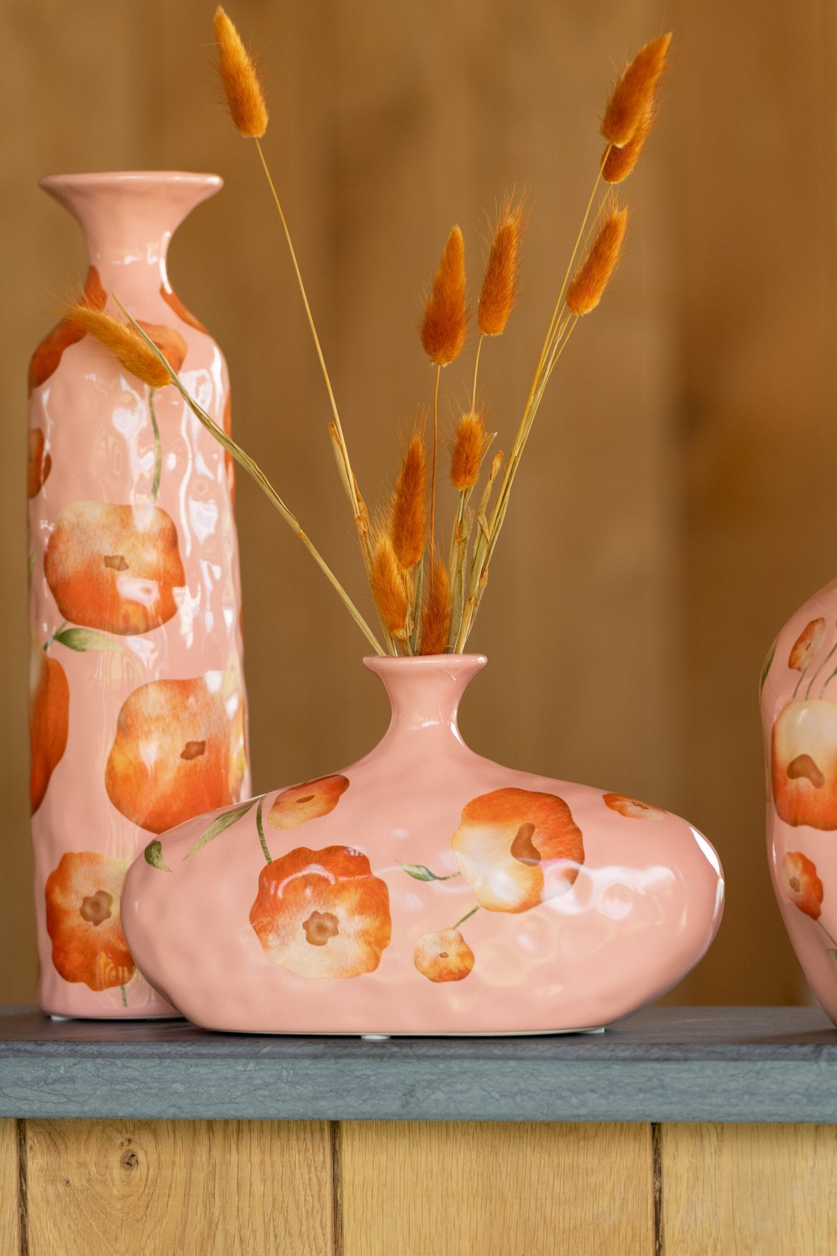 J-Line droogbloemen - Bundel Hazenstaart - gedroogd pluim - oranje