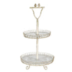 Etagère 2 laags Ø 36x65 cm Wit IJzer Serveerschaal