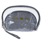 Toilettas Dames Set van 2 24x15 / 19x12 cm Zilverkleurig Polyurethaan Kat