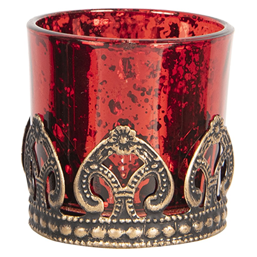 Theelichthouder Ø 5x5 cm Rood Goudkleurig Glas Waxinelichthouder