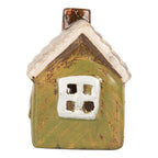 Waxinelichthouder Huis 8x7x10 cm Groen Keramiek