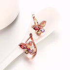 Vliegende vlinderoorbellen – mode-sieraden – 18K roségoud verguld – Zwitserse AAA-zirkonen