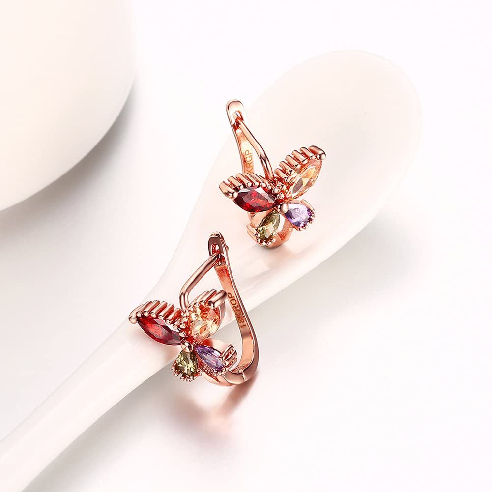 Vliegende vlinderoorbellen – mode-sieraden – 18K roségoud verguld – Zwitserse AAA-zirkonen