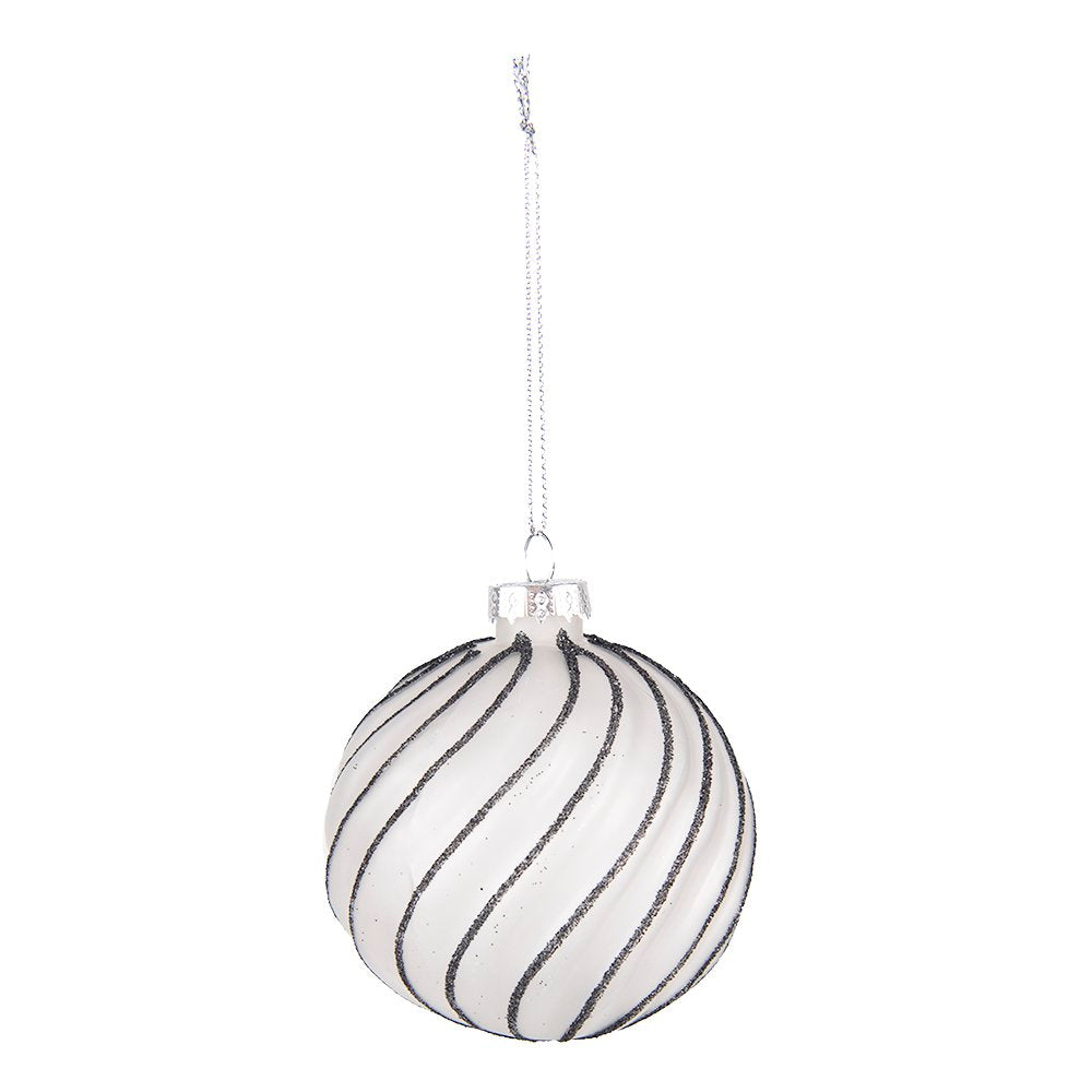 Kerstbal Set van 4 Ø 8 cm Zwart Grijs Glas Kerstdecoratie