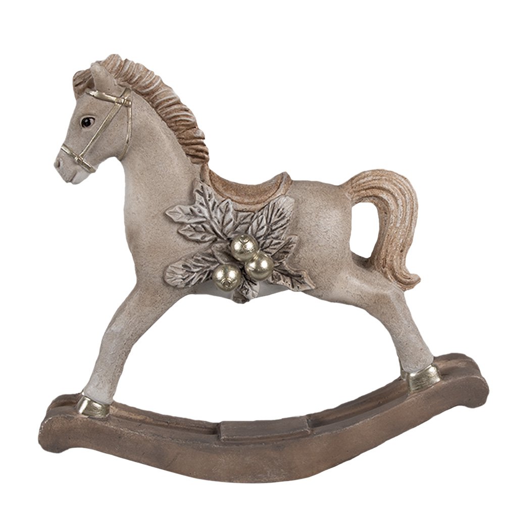 Decoratie Beeld Hobbelpaard 17x5x16 cm Beige Polyresin Kerstdecoratie