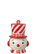 J-Line decoratie Kruik Sneeuwpop + Hoed Dolomiet - keramiek - rood/wit