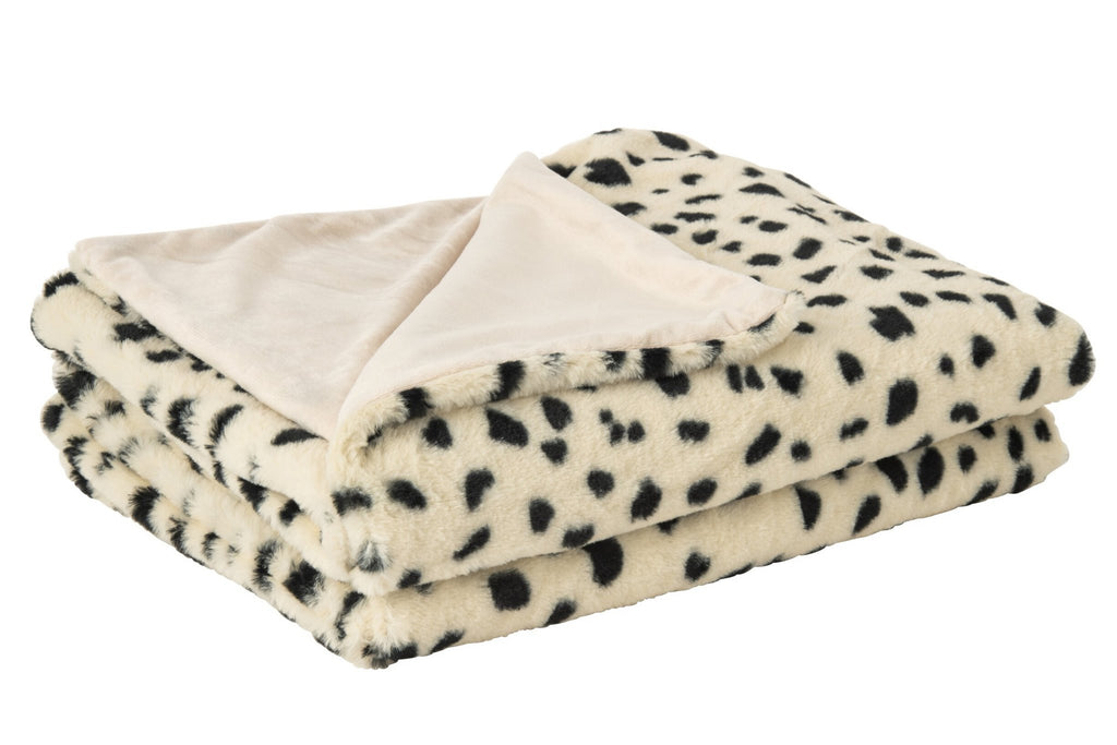J-Line Deken met dalmatiërmotief - polyester - wit/zwart