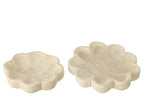 J-Line decoratie Plateau Bloem - hout - wit - L