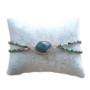Damesarmband (GD) Afrikaans Turquoise facet met connector tussenzetsel
