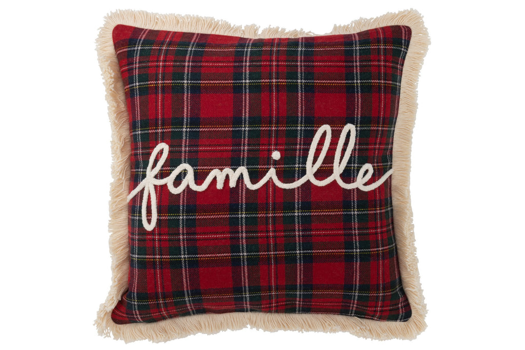 J-Line kussen Ruit Famille - polyester - rood/groen