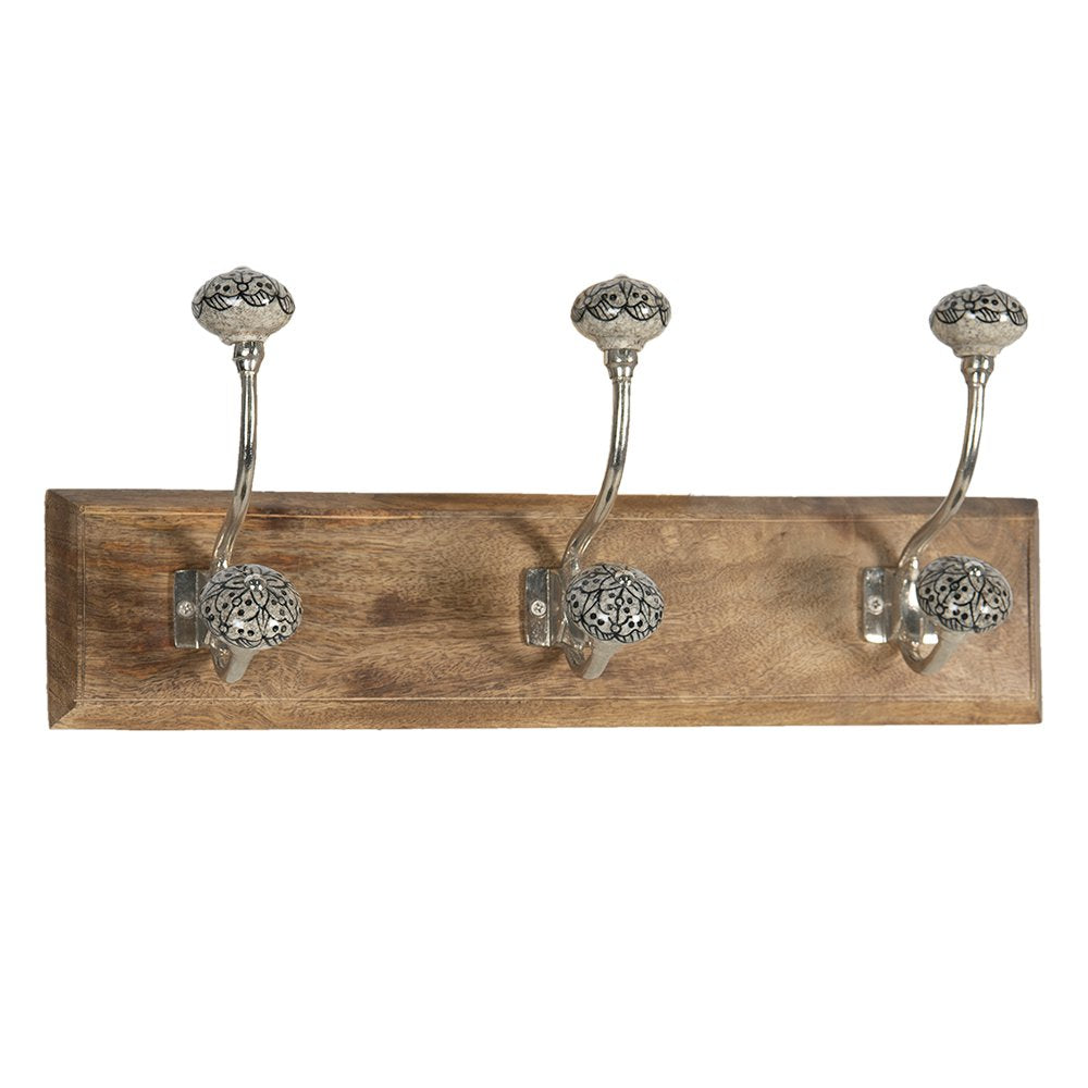 Wandkapstok 44x10x17 cm Bruin Grijs Hout
