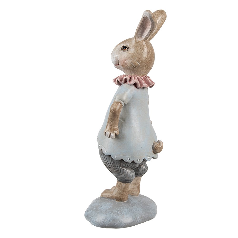Decoratie Beeld Konijn 19 cm Beige Blauw Kunststof