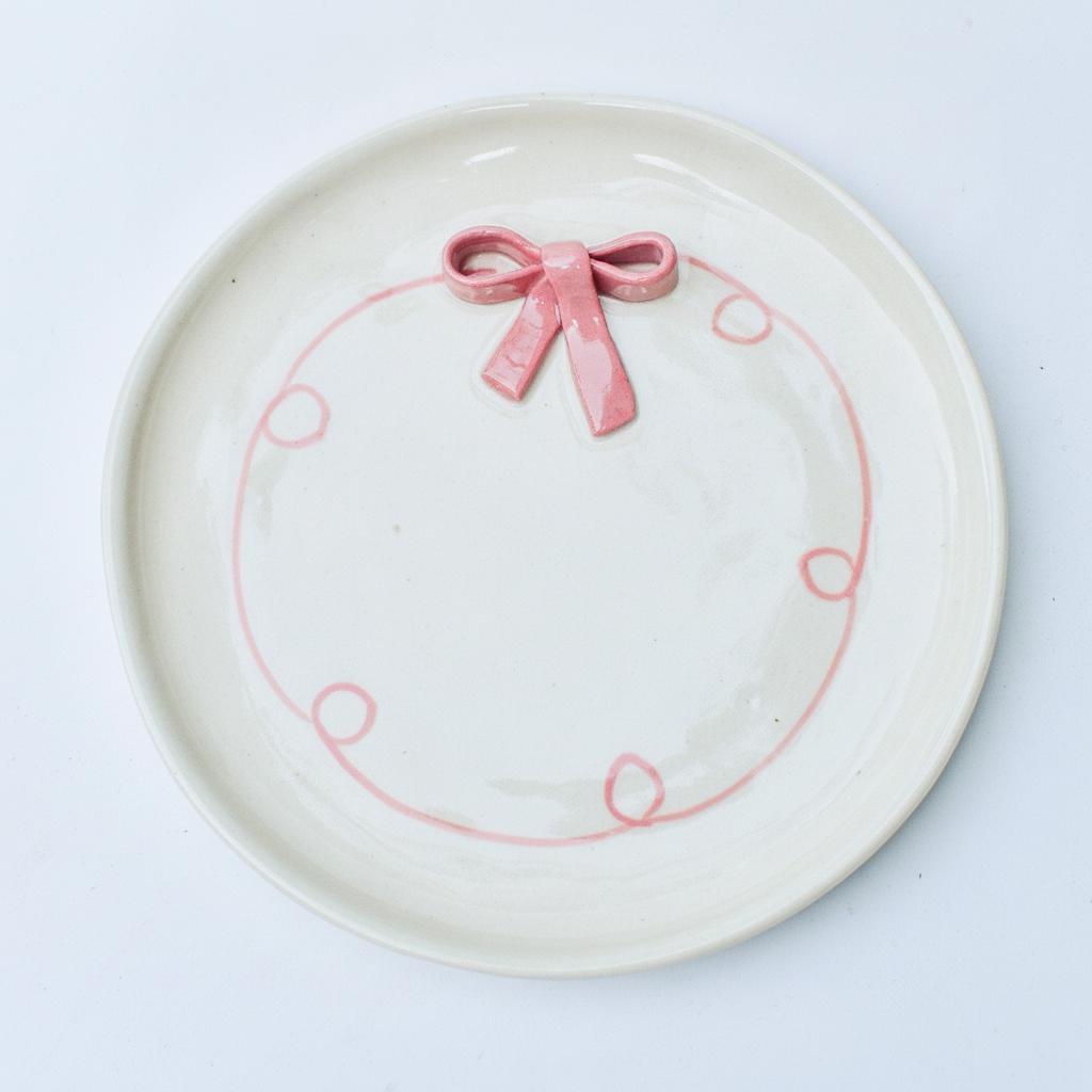 Serveerbord | Keramische 3D-boog | Set van 2, roze, 19 cm