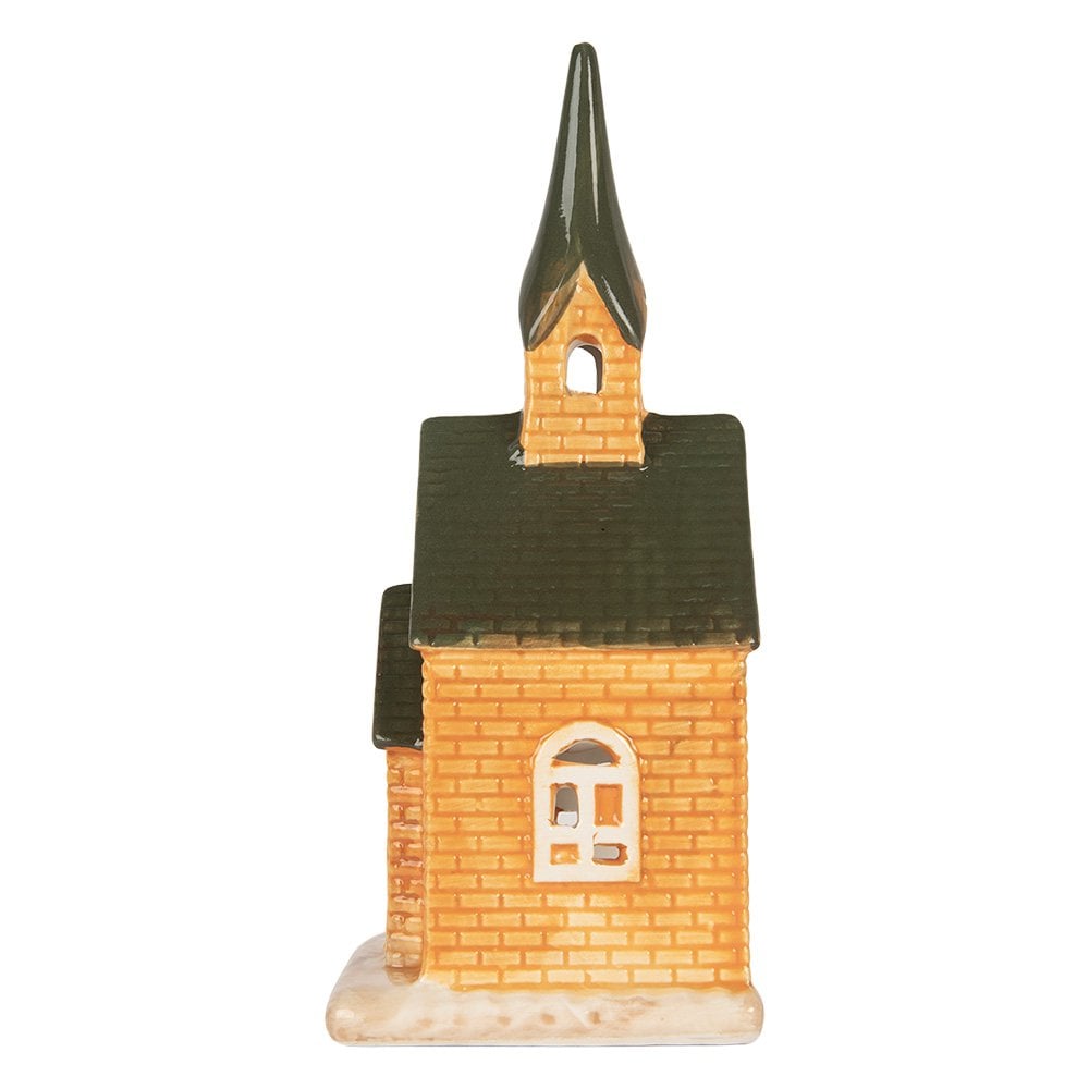 Waxinelichthouder Huis 9x8x21 cm Oranje Keramiek