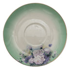 Kop en Schotel 200 ml Groen Wit Porselein Bloemen Servies