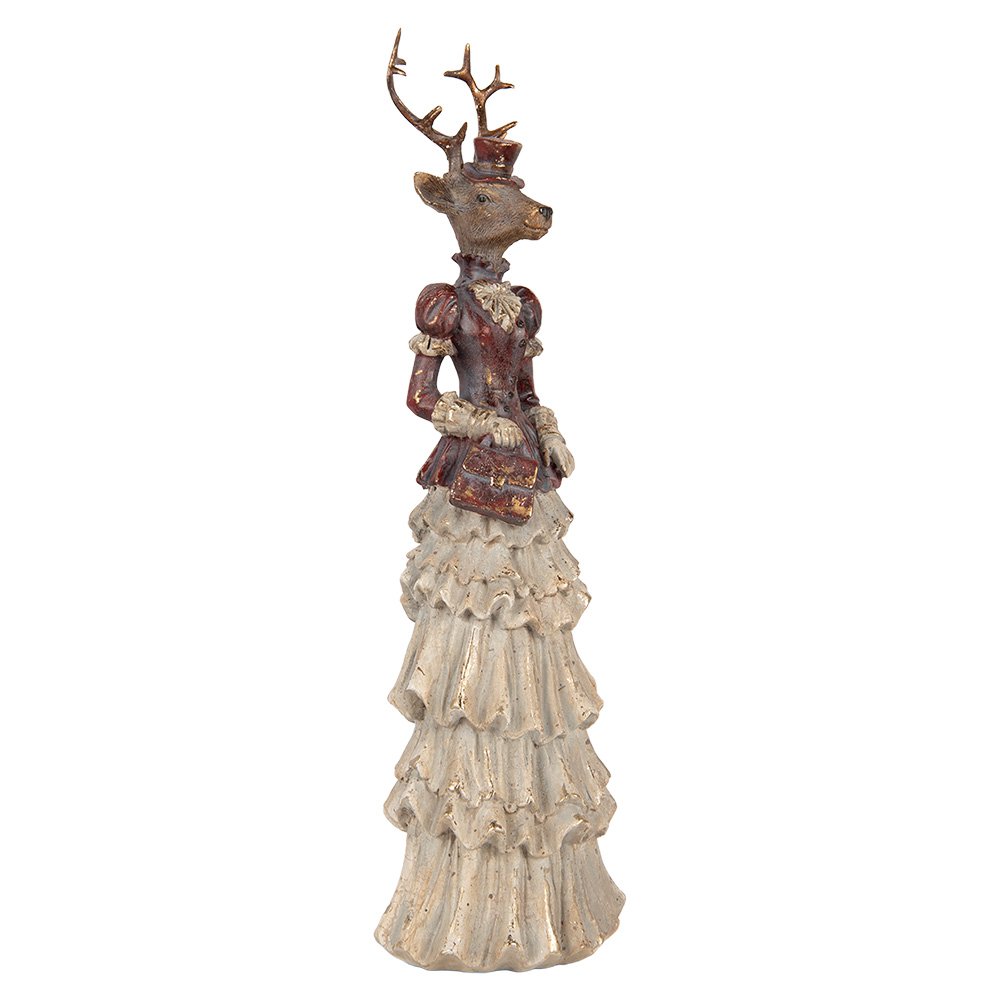 Decoratie Beeld Hert 13x11x41 cm Bruin Kunststof