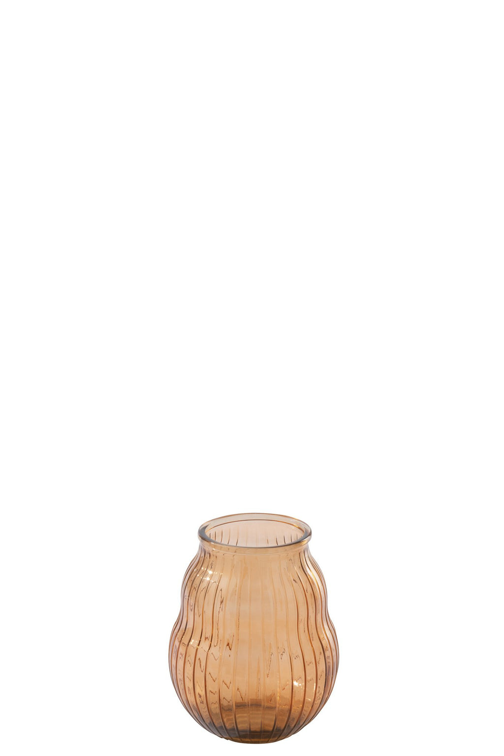 J-Line windlicht Gestreept - glas - oranje - L