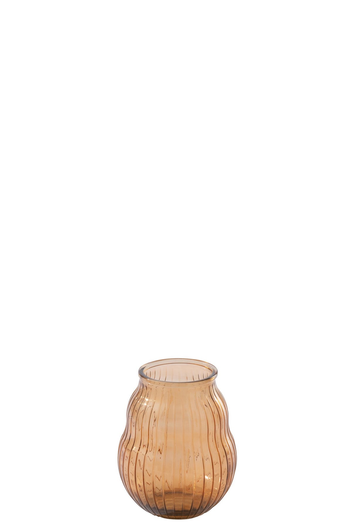 J-Line windlicht Gestreept - glas - oranje - L