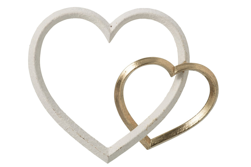 J-Line Hart - metaal - goud/wit