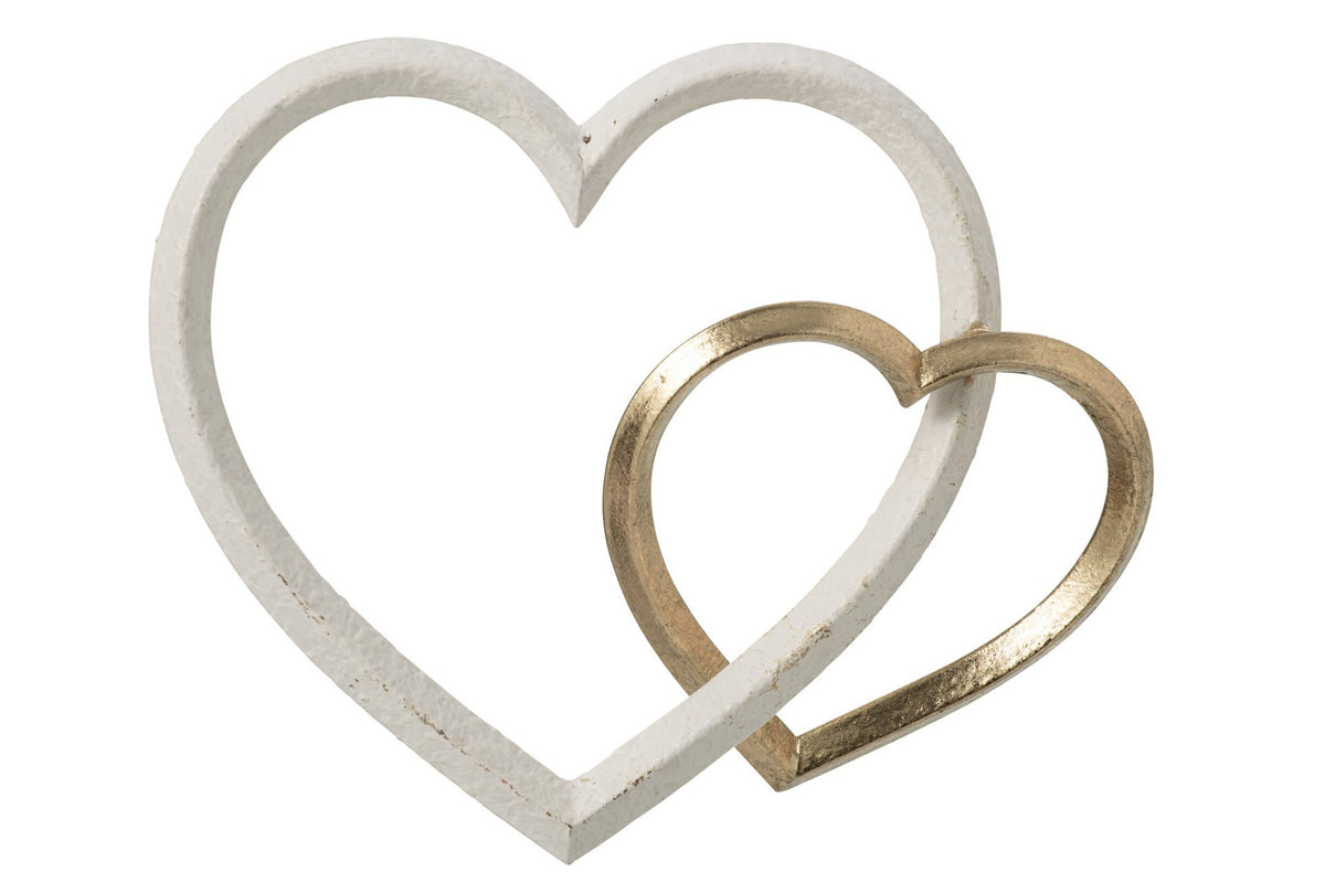 J-Line Hart - metaal - goud/wit