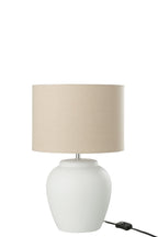 J-Line lamp Meli + kap - keramiek/linnen - wit - small