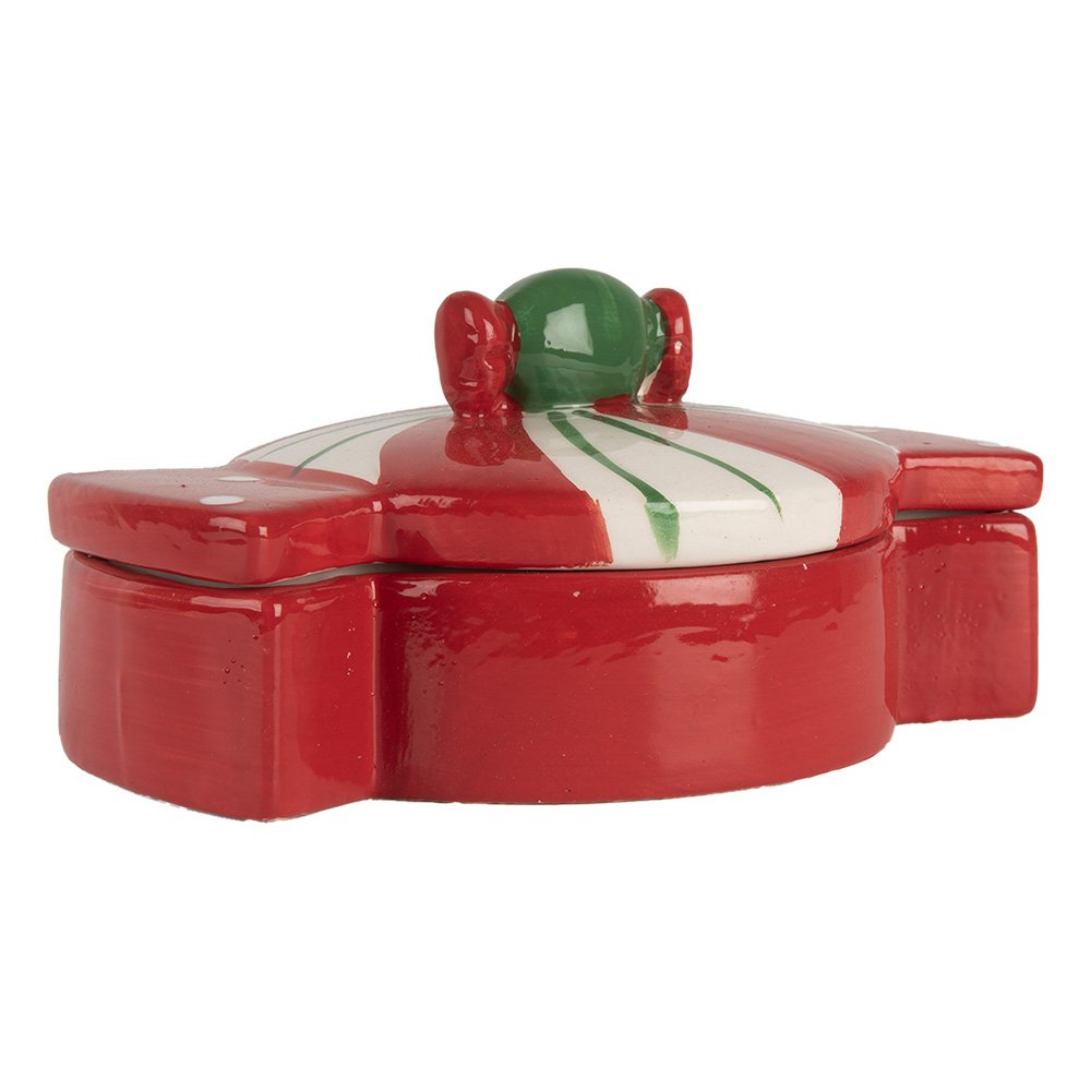Voorraadpot 14x10x8 cm Rood Wit Keramiek
