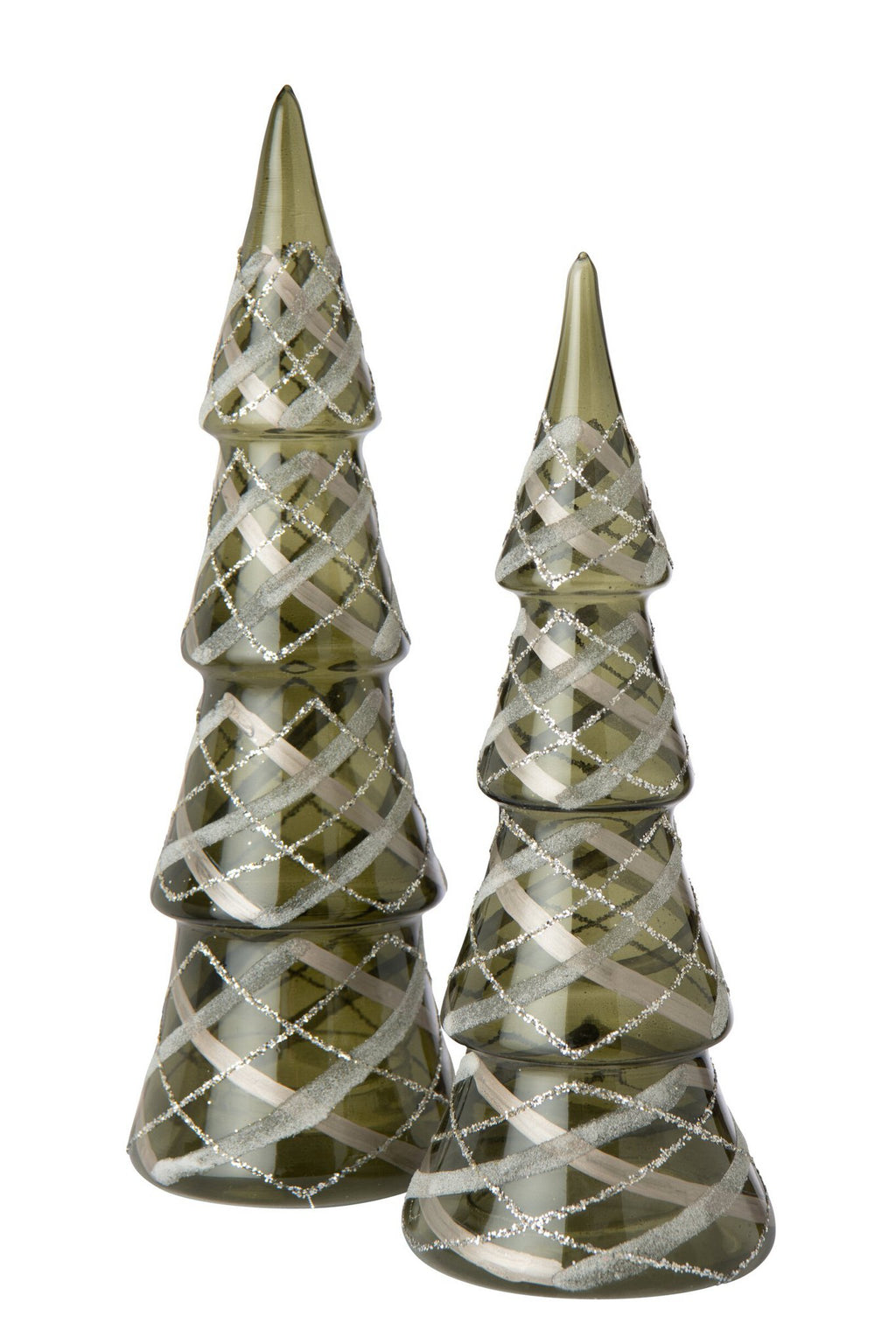 J-Line Boom met ruitmotief - glas - donkergroen/goud - large