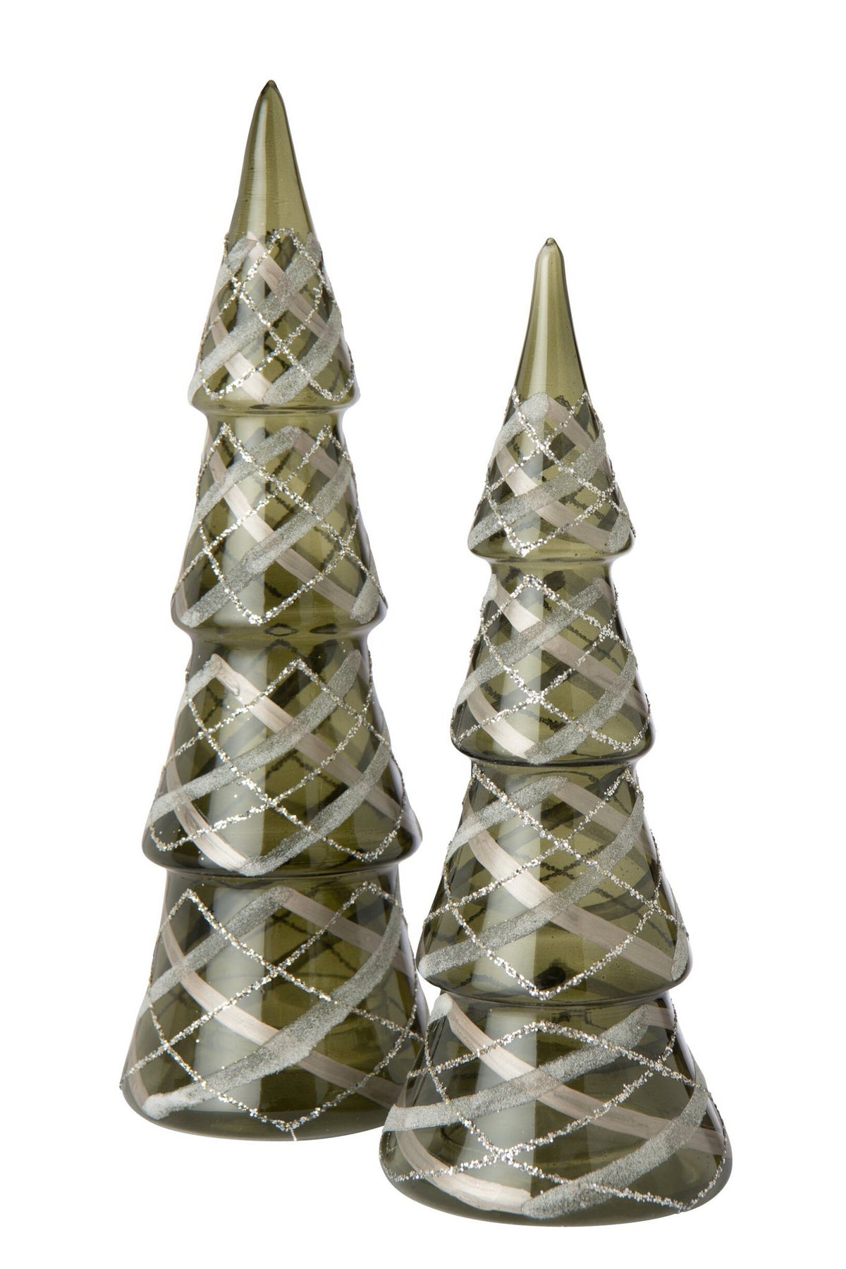 J-Line Boom met ruitmotief - glas - donkergroen/goud - large