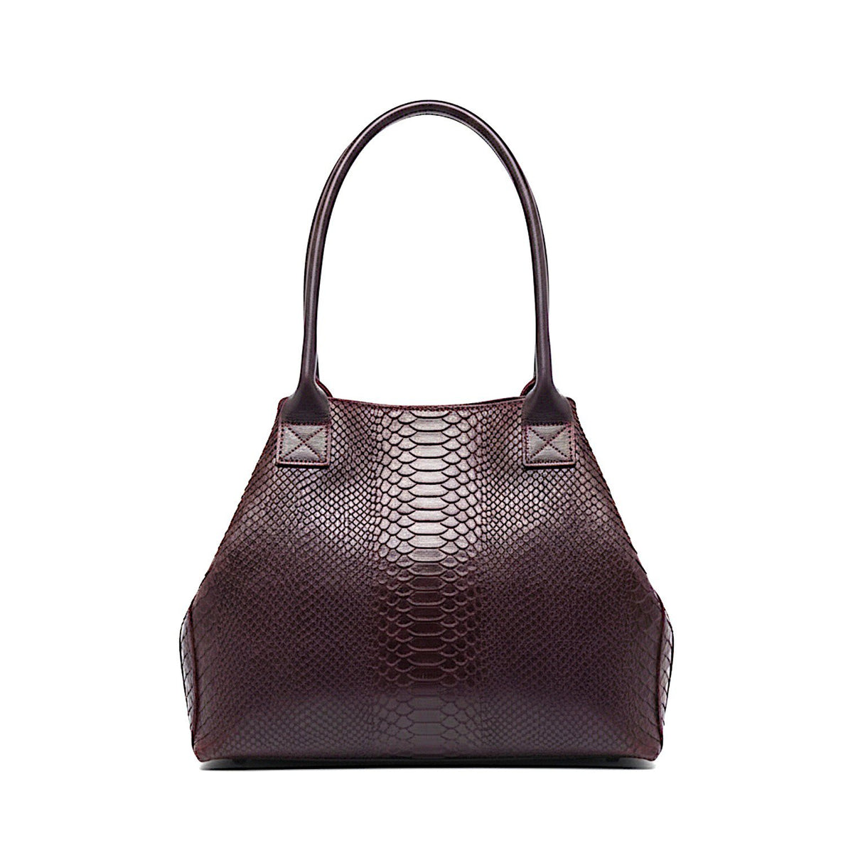 Lola – Italiaanse leren tas met python-reliëf – Bordeauxrood