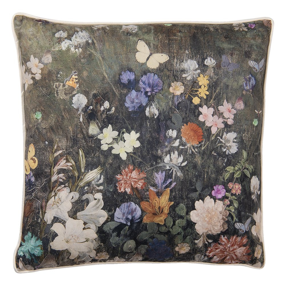 Sierkussen 45x45 cm Groen Synthetisch Bloemen Kussenhoes met Kussenvulling