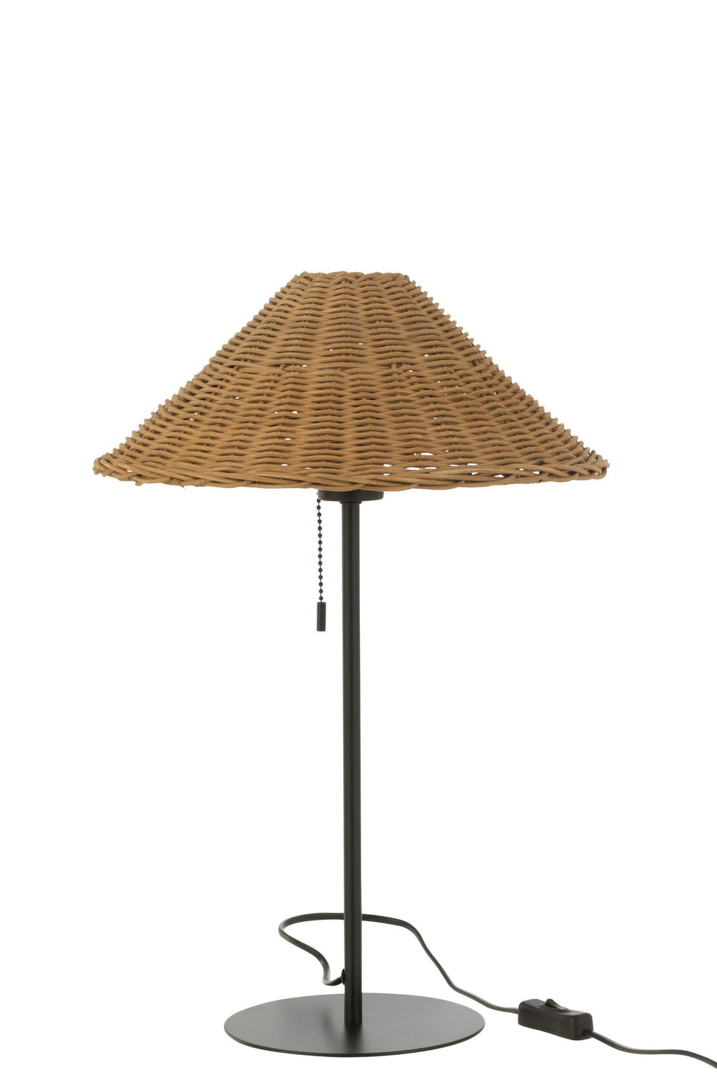 J-Line tafellamp - metaal/rotan - zwart/naturel